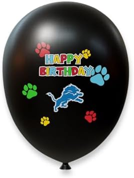 NFL Detroit Lions Dog Birthday Party Set 10pcs with 1 Football Bandana Large/X-Large, 1 Crown Hat, 1 Banner, 1 Birthday Cake Toy & 6 B-Day Balloons, Dog Birthday Set, Costume, Fun Doggie Pawty