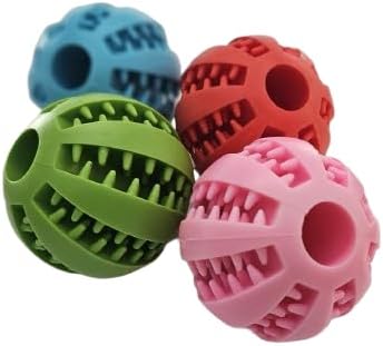 Interactive Dog Treat Ball Toy, Dental Cleaning Chew Ball, IQ Training Toy for Dogs, Teeth Cleaning Dispenser by Louis LUX (Pink)