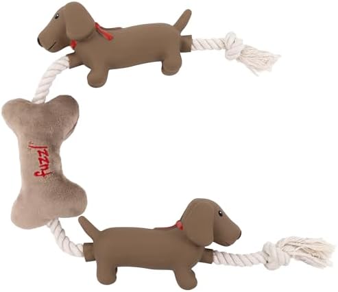 Fuzzl Sizzles Tugga Dachshund Rope Toy for Puppies and Small Medium Dogs