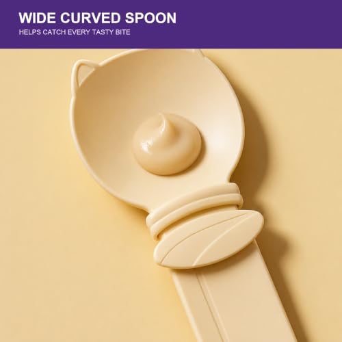 3 Pack Cat Treat Dispenser Spoons for Wet Food – Lickable Squeeze Spoon for Churu & Cat Treats – Multi-Function Feeding Spoon for Cats – 9.8 Inch,Beige, Purple, Pink