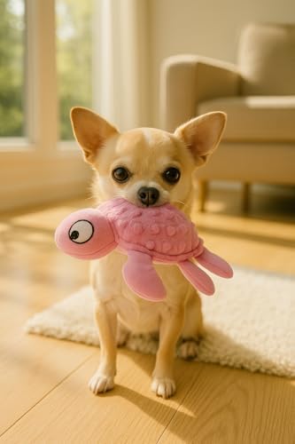 Plush Turtle Dog Toy with Squeaker for Small Dogs and Puppies