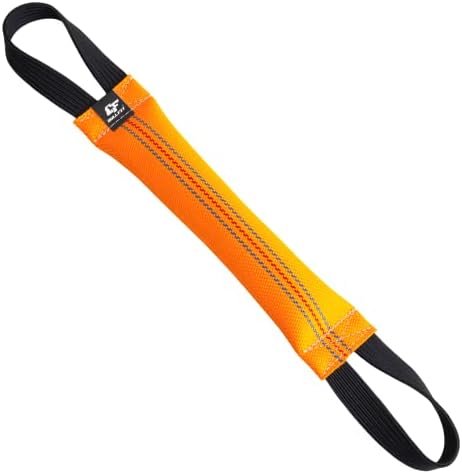 Bungee Dog Bite Tug Toy with 2 Strong Handles - Made of Durable & Tear-Resistant Fire Hose - Perfect for Tug of War, Fetch & Puppy K9 Training - Ideal Pull Toy for Medium to Large Dogs, Orange