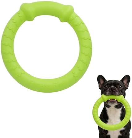 LaRoo Dog Chew Ring Toy for Small Dogs, Durable EVA Floating Puppy Teething Chew Toy, Interactive Tug of War Fetch Toy for Dental Cleaning & Outdoor Play (Green)
