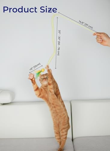 Cat Toys for Indoor Cats, Interactive Wand Toy 3 Pack with Feather and Bell