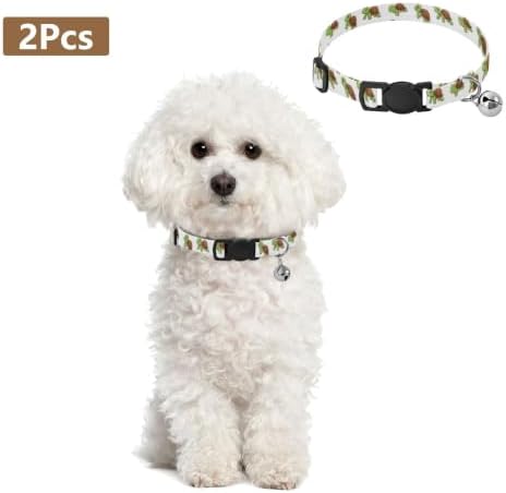 Cute Cartoon Turtles Kitten Collar with Bell 2 Pack Small Dog Collar Adjustable Length 10.6" to 17.1"