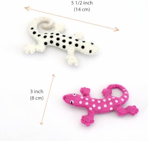 Glaciart One Felt Lizard Cat Toy – 2 Pcs | Soft Fuzzy Enrichment 100% Natural Wool - Interactive Catnip Play Cat Toy Set - Safe for Pets, Non-AZO Colored Dyes