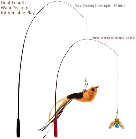 miwoowim Interactive Cat Wand Toy Set, 2 Telescopic Rods & 11 Attachments
