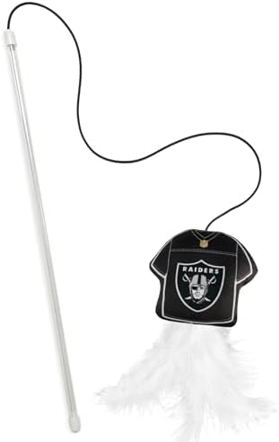 Pets First NFL LAS Vegas Raiders Team Jersey Wand with CAT NIP, Cat Toy Jersey Shaped Plush Teaser Toy for Cats & Kittens - Interactive Pet Toy for Play & Exercise
