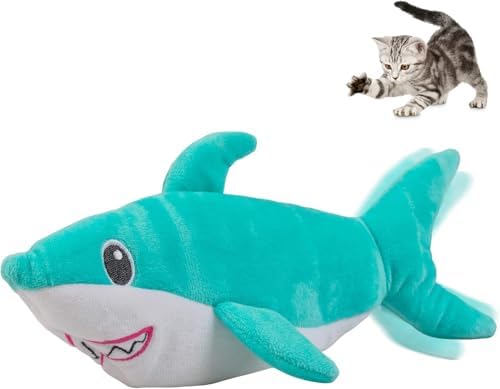 Pet Craft Supply Wiggle Pickle and Shimmy Shark Flipper Flopper Interactive Electric Realistic Flopping Wiggling Moving Fish Potent Catnip and Silvervine Cat Toy, Multi (8726), All Breed Sizes