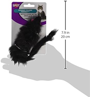 SPOT Shaggy Plush Ferret - Interactive Rattle and Catnip Fuzzy Toy for Indoor Cats and Kittens, Large Size Perfect for Pouncing, Chasing, Hunting, 11 Inches