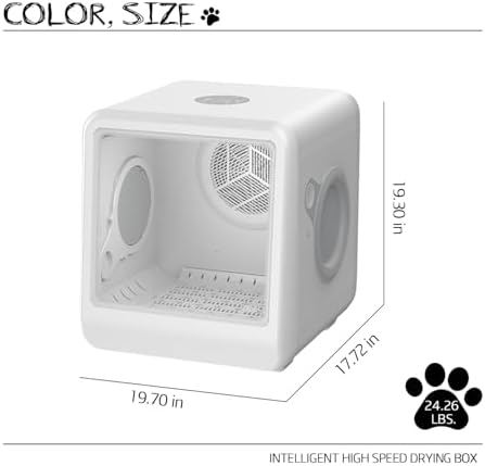 70L Anti-Stress Automatic Pet Dryer Box, 360° Ultra Quiet Dog Hair Dryer Box with Smart Temperature via APP Control, Cat Dryer Box for Small Dogs and Cats