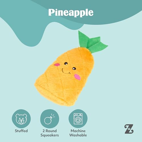 ZippyPaws NomNomz Dog Squeaky Toys to Keep Them Busy - Pineapple