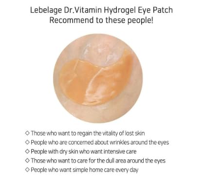 LEBELAGE Eye Patch Hydrogel 60 Sheets | Cooling Hydrogel Under Eye Patches with Gold | Moisturizing Eye Care for Daily Skincare Routine (Vitamin)