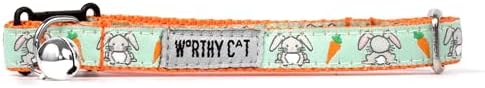 THE WORTHY DOG Summer Pattern, Breakaway Cat Collar, with Bell, Mint Green