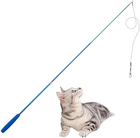 Retractable Cat Wand - Interactive 3-Section Teaser Toy, Fishing Pole Exerciser for Cats and Kittens (Replacement Not Included)