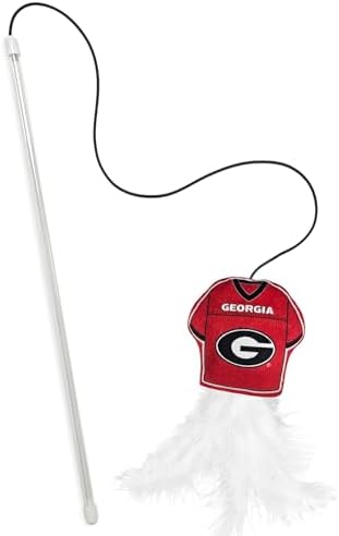 Pets First NCAA Georgia Bulldogs Team Jersey Wand with CAT NIP, Cat Toy Jersey Shaped Plush Teaser Toy for Cats & Kittens - Interactive Pet Toy for Play & Exercise