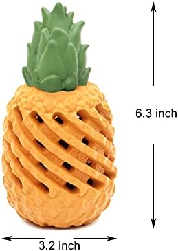 Youngever Pineapple Dog Treat Toys for Pet Teeth Cleaning, Chewing, Fetching, Tough Toy for Aggressive Chewers, Treat Food Dispensing Toys (Large 6.3 inch)