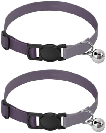 Grey Gradient Lightweight Pet Collar for Cats and Dogs, 2 Pack Small Dog Collar with Bell