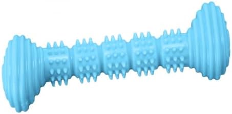 Dog Rubber Chew Toy, Bone Shape Puppy Teething Toy with Massage Bumps, 5.59 in, for Small and Medium Dogs(Blue)