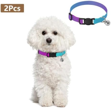 Turquoise Blue Purple Gradient Easy to Wear Dog Collar 2 Pack Collar for Cats
