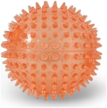 Squeaky Spiky Dog Ball for Teeth Cleaning & Gum Massage 2 Inch Puppy Small Dogs Orange | Spiny TPR Rubber Chew Toy for Fetch Play Interactive Bouncy Dental Ball Durable BPA Free Nontoxic Floats