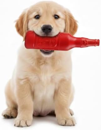 Indestructible Dog Chew Toys for Aggressive Chewers - Tough Rubber Dog Toy for Large Medium Small Breeds - Durable Red Bottle dog Teething Toys - Interactive Fetch, Play & Floating Water Toy