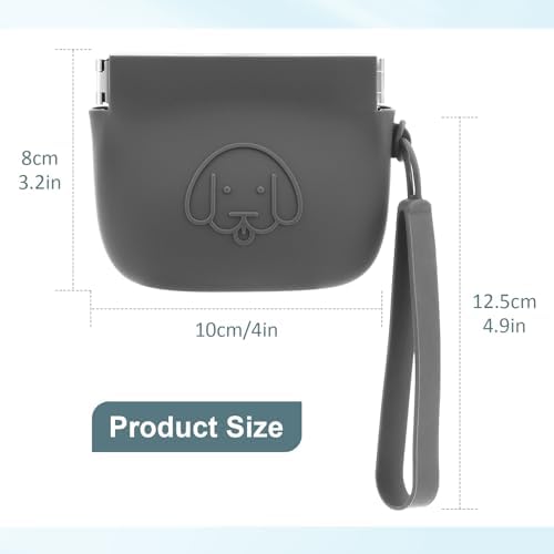WALLFID Silicone Dog Treat Pouch Small Bag,Auto Closure,with Pet Training Clicker,Walking Bag for Dog and Cat,Pocket Size,Easy to Clean,Odorless (dark gray)