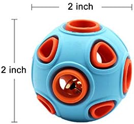 WishLotus Dog Ball Toy, Dog Interactive Toy with Ring Bell Squeak Toys Dog Rubber Bouncy Ball Pet Exercise Game Puzzle Ball to Increase IQ Search & Catch Bite Resistant Chewing Toy (S, Orange&Blue)
