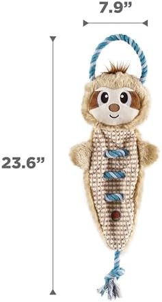 Outward Hound by Charming Pet Ropiez Rope Interactive Dog Tug Toy for Tugging Squeaky Fun, Sloth, Brown