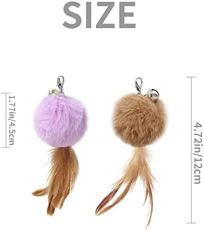 Cat Fluffy Feather Toys Replacement Cat Toy Wand Refills, 6 Pieces Fluffy Cat Toy Feathers Refill, Interactive Cat Teaser Wand Attachments, with Bell