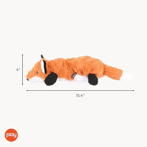 P.L.A.Y. Cute Plush Dog Toys - Forest Friends Critter Themed Durable Squeaker Crinkle Chew Toy, Great for Puppies & Small, Medium, Large Dogs - Machine Washable, Recycled Materials (Fox)