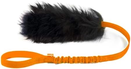 HOWGO Bungee Dog Toy, 100% Sheepskin Tug Rope (Orange, Long w/o Ball)