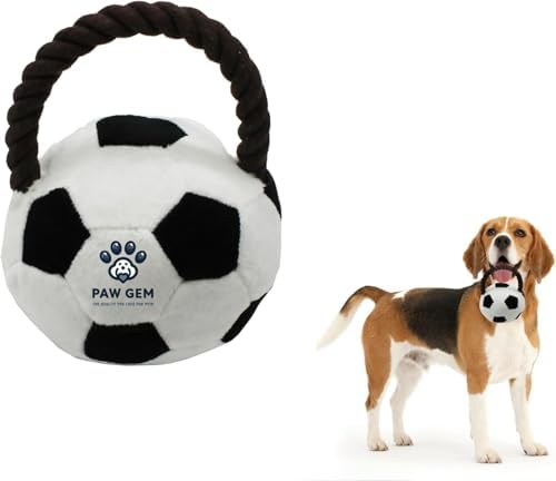 Interactive Dog Soccer Ball with Straps Rope Toy, Dogs Toys to Keep Them Busy, Dogs Birthday Gift, Mental Stimulation, Tug of War Dog Ball Toy Small to Medium Birthday Gift