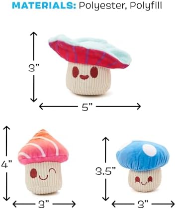 BarkBox Alice's Magic Mushrooms Dog Toy - for Extra Small to Small Dogs