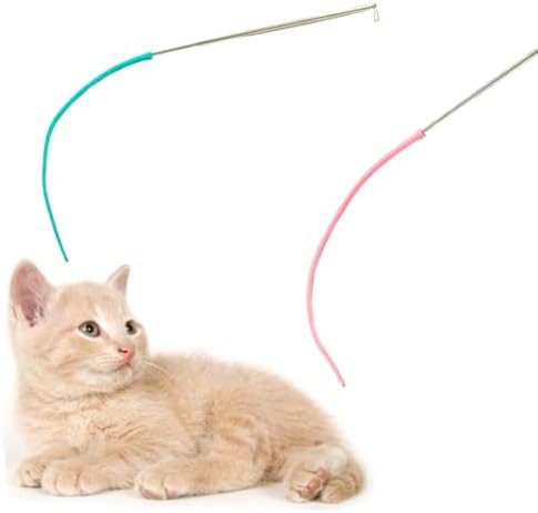 2PCS Retractable Wand Toys, Interactive Cat Wand Toy with Silicone Mouse Tail, 34.1” Long Interactive Feather Toy, Fishing Pole Toys Play and Exercise Teaser Stick for Indoor Cats and Kittens