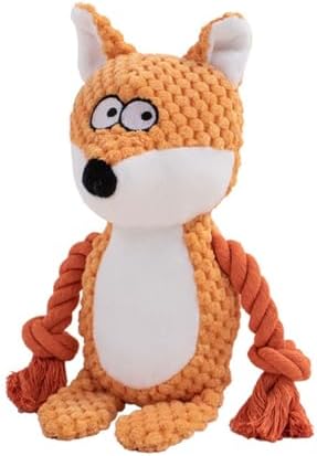 Dog Toys, Dog Squeaker Toys with Crinkle Paper (Orange Fox)