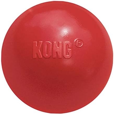 KONG Ball with Hole, Natural Rubber Fetch Toy, Red, for Large/Medium Dogs