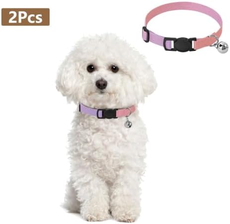 Cool Trendy Gradient Purple Puppy Collar 2 Pack Comfortable Cat Collar Adjustable Length 10.6" to 17.1"