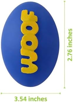 2-Pack Squeaky Rubber Football Dog Toys, Durable Chew & Teething Toy for Small & Medium Dogs, Interactive Fetch & Teeth Cleaning, WOOF Text (Blue, Small)