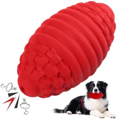 Squeaky Dog Chew Toy, Durable Rubber Fetch Toy for Medium Large Dogs