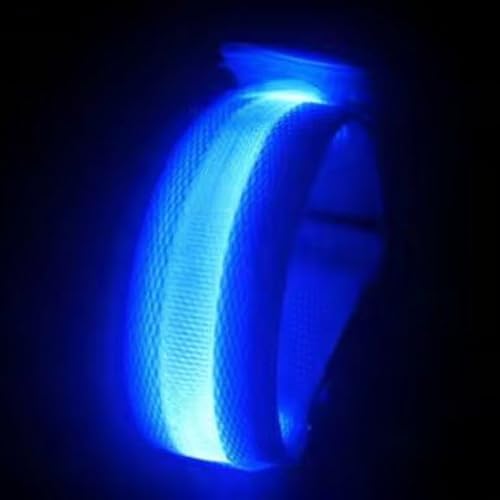 USB Rechargeable LED Pet Leg Bands 8.3×1 Inch, Adjustable 4cm | 3 Light Modes | Halloween Night Dog Walking Safety Glow Straps for Dogs, Cats & Adults 18+ (2-Pack)，Blue