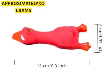 6.7" Squeaky Latex Dog Toy gripping, Cute Little Chicken Rubber Toy for Chewing and Grinding Teeth Interactive Play for Small Medium Dogs -(1Pcs Red)