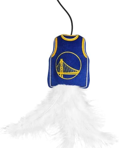 Pets First NBA Golden State Warriors Team Jersey Wand with CAT NIP, Cat Toy Jersey Shaped Plush Teaser Toy for Cats & Kittens - Interactive Pet Toy for Play & Exercise