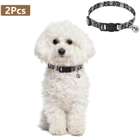 Skull Cats Bones Puppy Collar 2 Pack Collars for Cats Adjustable Length 10.6" to 17.1"