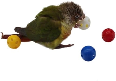 QBLEEV 5 Pack Bird Bell Balls Sets for Chewing Playing Training, Colorful Parrot Cage Treat Toy for Cockatiel Parakeet Conure Budgie, Small Pet Foot Talon Toy for Parrot Kitten Puppy, Random Color