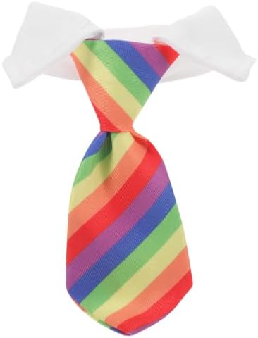 Adjustable Pet Necktie Rainbow Stripe Cloth Costume Accessory