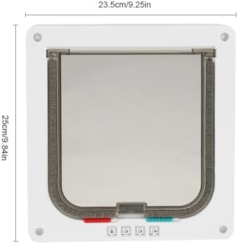 L 4-Way Lockable Pet Door for Cats and Small Dogs, DIY Install, Weatherproof Double Flap, White Plastic