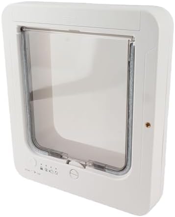 Tangxi Automatic Microchip Cat Door | Weatherproof Electronic Pet Door with 210mAh Battery for Home Entry Exit (White + Remote Control)