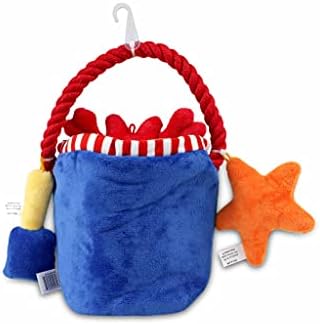 Bow Wow - Pet Beach Bucket 4PC Plush Dog Toy Set with Squeaker | Hide & Seek Interactive Puppy Toys for Small to Medium Dogs | Soft Chew Toys for Indoor Play | Durable Plush | All Life Stages