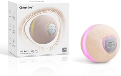 Cheerble Interactive Cat Ball Toy, Wicked Ball M3, Automatic Interactive Cat Toys for Indoor Cats with 3 Modes, Rechargeable Cat Enrichment Toys for Small/Medium/Large Cats to Keep Them Busy